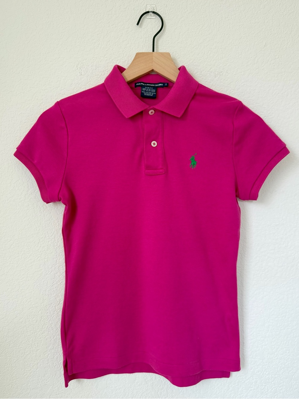 Ralph Lauren Sport Girls Bright Fuchsia Polo with Green Pony Small